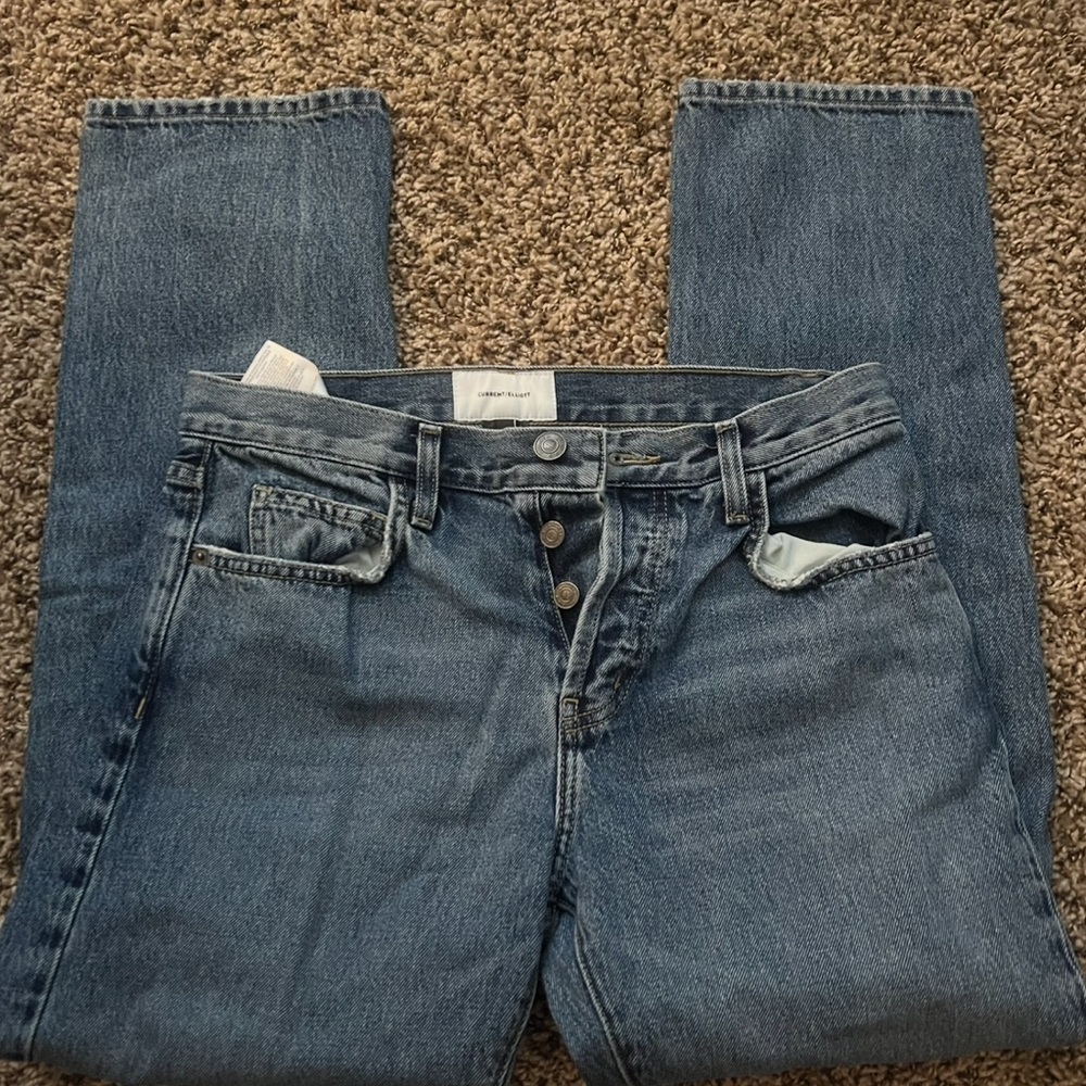 Current/Elliott Blue Straight Leg Jeans